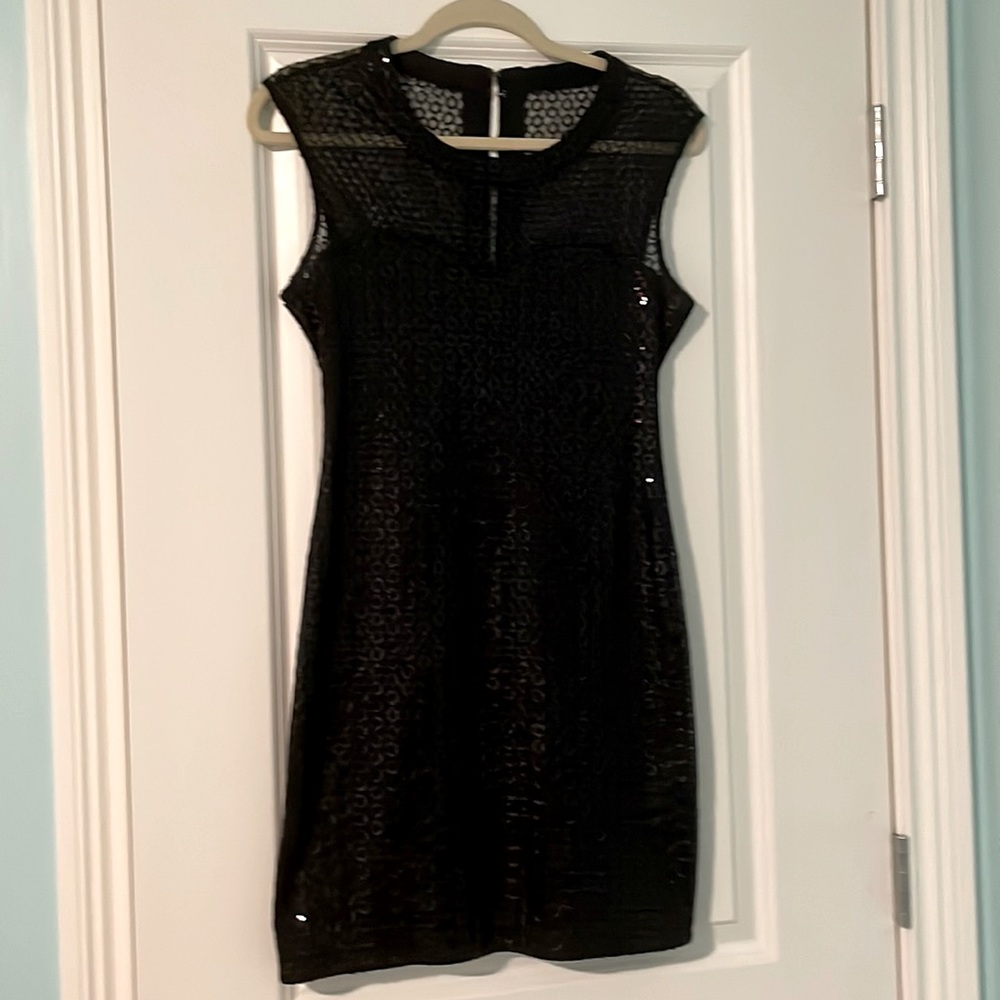 Small, black sequin cocktail dress, Express
